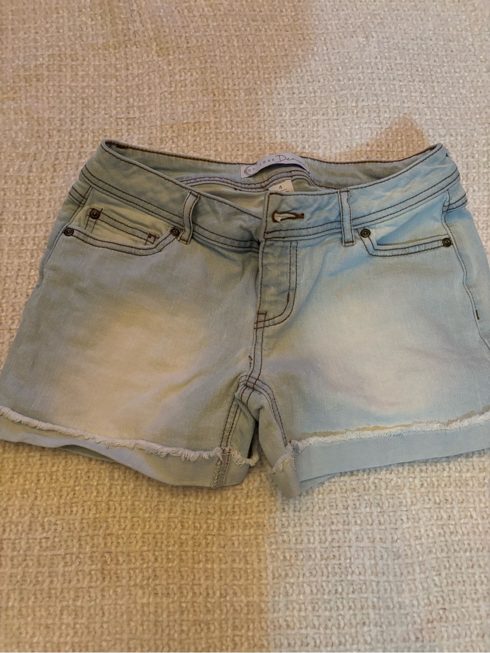 Cato Denim Shorts Size 4 Light Wash Distressed Cuffed Jean Shorts